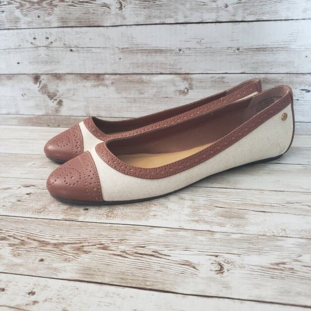 G. H. Bass & Co Slip Ons Brown & Cream Women's Bedford Ballerina Flat Size 7.5 M